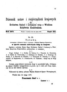 Landes-Gesetz- und Verordnungsblatt für das Königreich Galizien und Lodomerien sammt dem Großherzogthume Krakau 1873bl01 Seite: 55