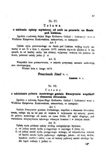 Landes-Gesetz- und Verordnungsblatt für das Königreich Galizien und Lodomerien sammt dem Großherzogthume Krakau 1873bl01 Seite: 57