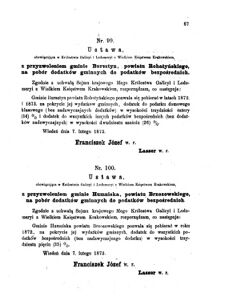 Landes-Gesetz- und Verordnungsblatt für das Königreich Galizien und Lodomerien sammt dem Großherzogthume Krakau 1873bl01 Seite: 67