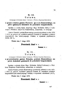 Landes-Gesetz- und Verordnungsblatt für das Königreich Galizien und Lodomerien sammt dem Großherzogthume Krakau 1873bl01 Seite: 73