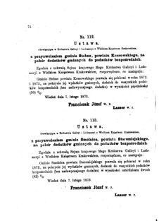 Landes-Gesetz- und Verordnungsblatt für das Königreich Galizien und Lodomerien sammt dem Großherzogthume Krakau 1873bl01 Seite: 74