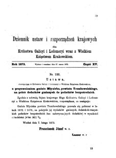 Landes-Gesetz- und Verordnungsblatt für das Königreich Galizien und Lodomerien sammt dem Großherzogthume Krakau 1873bl01 Seite: 79