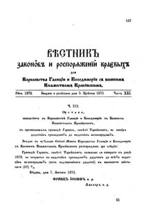 Landes-Gesetz- und Verordnungsblatt für das Königreich Galizien und Lodomerien sammt dem Großherzogthume Krakau 1873bl02 Seite: 127