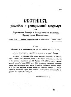 Landes-Gesetz- und Verordnungsblatt für das Königreich Galizien und Lodomerien sammt dem Großherzogthume Krakau 1873bl02 Seite: 177