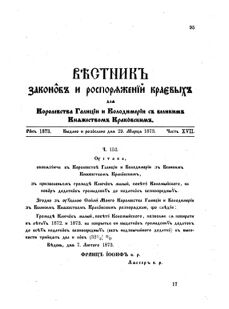 Landes-Gesetz- und Verordnungsblatt für das Königreich Galizien und Lodomerien sammt dem Großherzogthume Krakau 1873bl02 Seite: 95