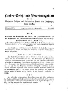 Landes-Gesetz- und Verordnungsblatt für das Königreich Galizien und Lodomerien sammt dem Großherzogthume Krakau 18740201 Seite: 1