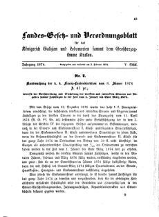 Landes-Gesetz- und Verordnungsblatt für das Königreich Galizien und Lodomerien sammt dem Großherzogthume Krakau 18740203 Seite: 1