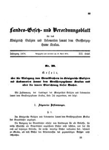 Landes-Gesetz- und Verordnungsblatt für das Königreich Galizien und Lodomerien sammt dem Großherzogthume Krakau 18740428 Seite: 1