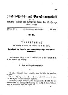 Landes-Gesetz- und Verordnungsblatt für das Königreich Galizien und Lodomerien sammt dem Großherzogthume Krakau 18740430 Seite: 1