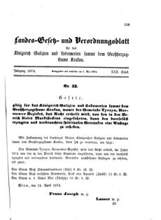 Landes-Gesetz- und Verordnungsblatt für das Königreich Galizien und Lodomerien sammt dem Großherzogthume Krakau 18740505 Seite: 3