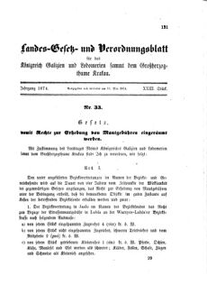 Landes-Gesetz- und Verordnungsblatt für das Königreich Galizien und Lodomerien sammt dem Großherzogthume Krakau 18740515 Seite: 1