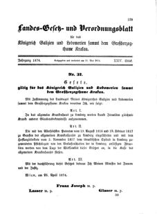 Landes-Gesetz- und Verordnungsblatt für das Königreich Galizien und Lodomerien sammt dem Großherzogthume Krakau 18740515 Seite: 9