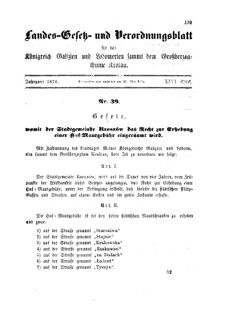 Landes-Gesetz- und Verordnungsblatt für das Königreich Galizien und Lodomerien sammt dem Großherzogthume Krakau 18740531 Seite: 1