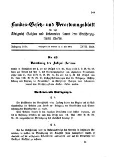 Landes-Gesetz- und Verordnungsblatt für das Königreich Galizien und Lodomerien sammt dem Großherzogthume Krakau 18740612 Seite: 1