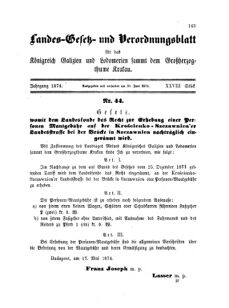 Landes-Gesetz- und Verordnungsblatt für das Königreich Galizien und Lodomerien sammt dem Großherzogthume Krakau 18740630 Seite: 1