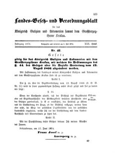 Landes-Gesetz- und Verordnungsblatt für das Königreich Galizien und Lodomerien sammt dem Großherzogthume Krakau 18740706 Seite: 1