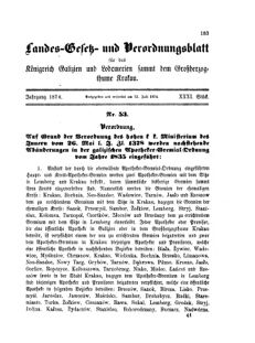 Landes-Gesetz- und Verordnungsblatt für das Königreich Galizien und Lodomerien sammt dem Großherzogthume Krakau 18740712 Seite: 1