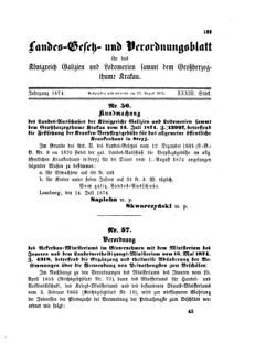 Landes-Gesetz- und Verordnungsblatt für das Königreich Galizien und Lodomerien sammt dem Großherzogthume Krakau 18740815 Seite: 1