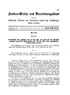 Landes-Gesetz- und Verordnungsblatt für das Königreich Galizien und Lodomerien sammt dem Großherzogthume Krakau 18741210 Seite: 1