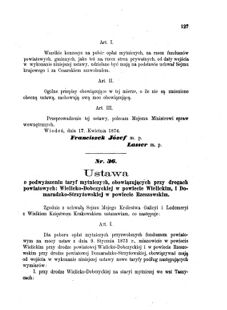 Landes-Gesetz- und Verordnungsblatt für das Königreich Galizien und Lodomerien sammt dem Großherzogthume Krakau 1874bl01 Seite: 127