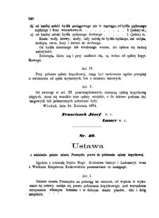 Landes-Gesetz- und Verordnungsblatt für das Königreich Galizien und Lodomerien sammt dem Großherzogthume Krakau 1874bl01 Seite: 140