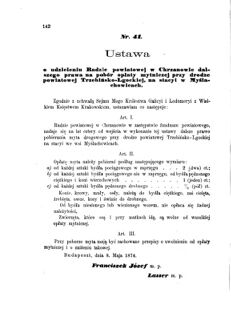 Landes-Gesetz- und Verordnungsblatt für das Königreich Galizien und Lodomerien sammt dem Großherzogthume Krakau 1874bl01 Seite: 142