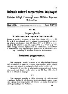 Landes-Gesetz- und Verordnungsblatt für das Königreich Galizien und Lodomerien sammt dem Großherzogthume Krakau 1874bl01 Seite: 145