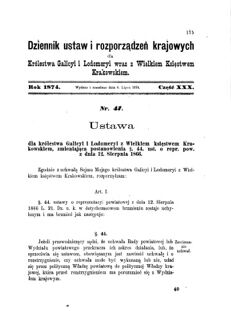 Landes-Gesetz- und Verordnungsblatt für das Königreich Galizien und Lodomerien sammt dem Großherzogthume Krakau 1874bl01 Seite: 175