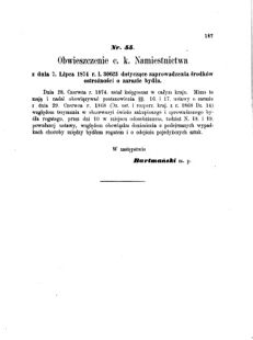 Landes-Gesetz- und Verordnungsblatt für das Königreich Galizien und Lodomerien sammt dem Großherzogthume Krakau 1874bl01 Seite: 187