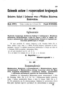 Landes-Gesetz- und Verordnungsblatt für das Königreich Galizien und Lodomerien sammt dem Großherzogthume Krakau 1874bl01 Seite: 189