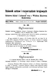 Landes-Gesetz- und Verordnungsblatt für das Königreich Galizien und Lodomerien sammt dem Großherzogthume Krakau 1874bl01 Seite: 201