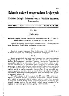 Landes-Gesetz- und Verordnungsblatt für das Königreich Galizien und Lodomerien sammt dem Großherzogthume Krakau 1874bl01 Seite: 207