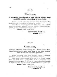 Landes-Gesetz- und Verordnungsblatt für das Königreich Galizien und Lodomerien sammt dem Großherzogthume Krakau 1874bl01 Seite: 54