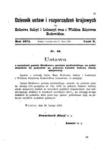 Landes-Gesetz- und Verordnungsblatt für das Königreich Galizien und Lodomerien sammt dem Großherzogthume Krakau 1874bl01 Seite: 57