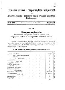 Landes-Gesetz- und Verordnungsblatt für das Königreich Galizien und Lodomerien sammt dem Großherzogthume Krakau 1874bl01 Seite: 59