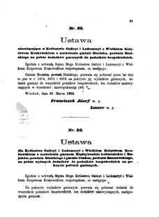 Landes-Gesetz- und Verordnungsblatt für das Königreich Galizien und Lodomerien sammt dem Großherzogthume Krakau 1874bl01 Seite: 81