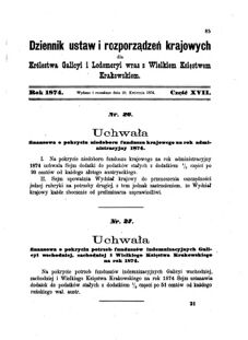 Landes-Gesetz- und Verordnungsblatt für das Königreich Galizien und Lodomerien sammt dem Großherzogthume Krakau 1874bl01 Seite: 85