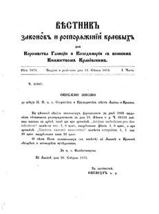 Landes-Gesetz- und Verordnungsblatt für das Königreich Galizien und Lodomerien sammt dem Großherzogthume Krakau 1874bl02 Seite: 1