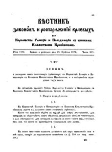 Landes-Gesetz- und Verordnungsblatt für das Königreich Galizien und Lodomerien sammt dem Großherzogthume Krakau 1874bl02 Seite: 89