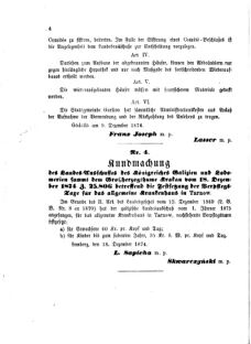 Landes-Gesetz- und Verordnungsblatt für das Königreich Galizien und Lodomerien sammt dem Großherzogthume Krakau 18750110 Seite: 4