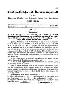 Landes-Gesetz- und Verordnungsblatt für das Königreich Galizien und Lodomerien sammt dem Großherzogthume Krakau 18750226 Seite: 1