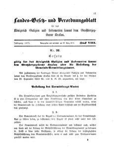 Landes-Gesetz- und Verordnungsblatt für das Königreich Galizien und Lodomerien sammt dem Großherzogthume Krakau 18750330 Seite: 1