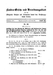 Landes-Gesetz- und Verordnungsblatt für das Königreich Galizien und Lodomerien sammt dem Großherzogthume Krakau