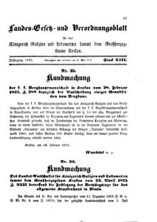 Landes-Gesetz- und Verordnungsblatt für das Königreich Galizien und Lodomerien sammt dem Großherzogthume Krakau 18750520 Seite: 1