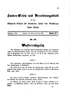 Landes-Gesetz- und Verordnungsblatt für das Königreich Galizien und Lodomerien sammt dem Großherzogthume Krakau 18750610 Seite: 1