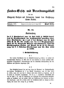 Landes-Gesetz- und Verordnungsblatt für das Königreich Galizien und Lodomerien sammt dem Großherzogthume Krakau