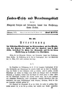 Landes-Gesetz- und Verordnungsblatt für das Königreich Galizien und Lodomerien sammt dem Großherzogthume Krakau 18751030 Seite: 1