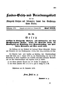 Landes-Gesetz- und Verordnungsblatt für das Königreich Galizien und Lodomerien sammt dem Großherzogthume Krakau 18751105 Seite: 1