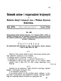 Landes-Gesetz- und Verordnungsblatt für das Königreich Galizien und Lodomerien sammt dem Großherzogthume Krakau 1875bl01 Seite: 111