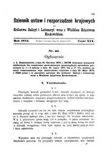 Landes-Gesetz- und Verordnungsblatt für das Königreich Galizien und Lodomerien sammt dem Großherzogthume Krakau 1875bl01 Seite: 161